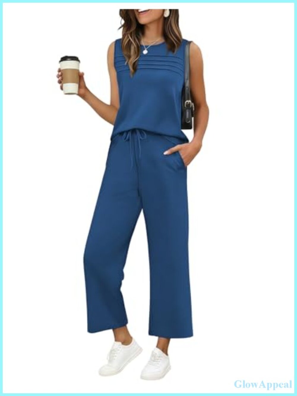 Ekouaer Womens 2 Piece Sleeveless Pajama Set Wide Leg Lounge Pants